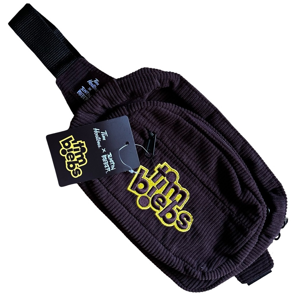 Tim Hortons Justin Bieber TimBiebs Fanny Pack Corduroy Brown NWT